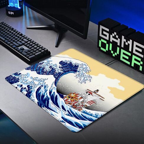 Anime One Piece Mouse Pad Non-Slip Rubber Desk Mat Kanagawa Wave Gaming Mousepad for Office Desk Decor 9.8 x 11.8inches x 3mm in Saudi Arabia