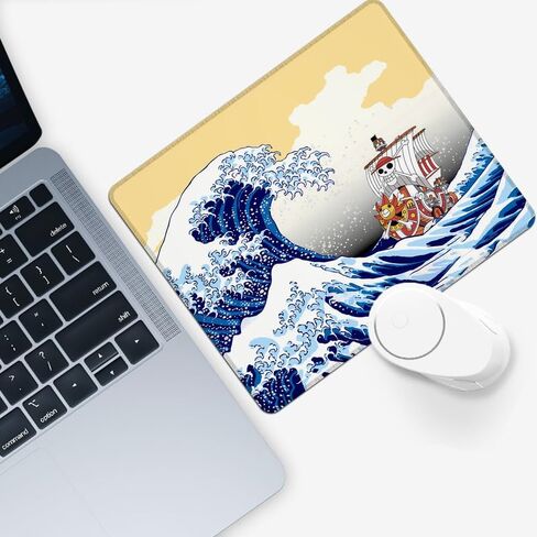 Anime One Piece Mouse Pad Non-Slip Rubber Desk Mat Kanagawa Wave Gaming Mousepad for Office Desk Decor 9.8 x 11.8inches x 3mm in Saudi Arabia