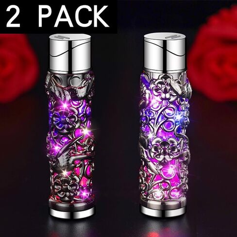 2 Pack Colorful Black and Silver Lighter Torch Cool,Refillable Windproof Jet Torch Flame Adjustable Lighters,BBQ Candles Camping (Butane Not Included) in Saudi Arabia