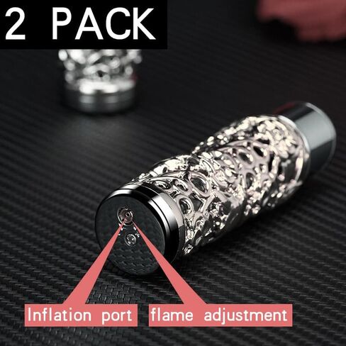 2 Pack Colorful Black and Silver Lighter Torch Cool,Refillable Windproof Jet Torch Flame Adjustable Lighters,BBQ Candles Camping (Butane Not Included) in Saudi Arabia