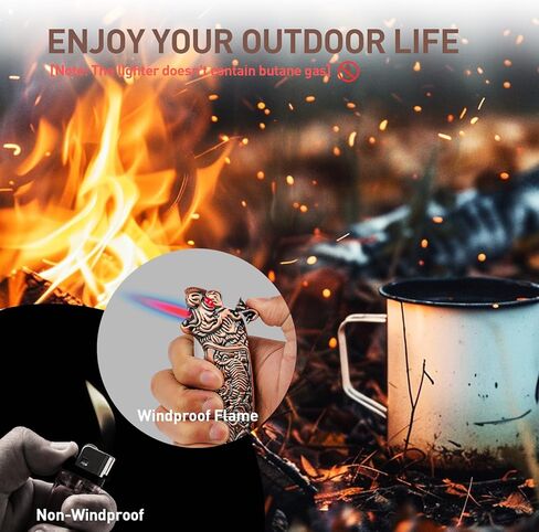 ولاعة شعلة النمر الرائعة مع لهب نفاث مقاوم للرياح، ولاعة غاز البيوتان القابلة لإعادة الملء للشموع، والسفر، والتخييم، والهواء الطلق، ولاعة رائعة مع صندوق هدايا للرجال in Kuwait