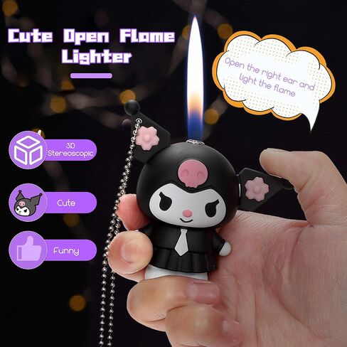 لهب ولاعات لطيفة - ولاعة قلادة أنيمي ثلاثية الأبعاد Kawaii قابلة للتكرار ولاعة رائعة/شعلة للنساء (بدون غاز) in Kuwait