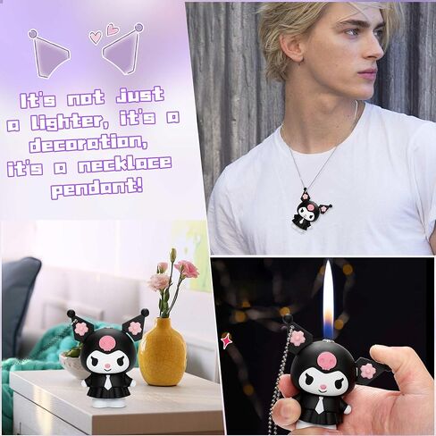 لهب ولاعات لطيفة - ولاعة قلادة أنيمي ثلاثية الأبعاد Kawaii قابلة للتكرار ولاعة رائعة/شعلة للنساء (بدون غاز) in Kuwait