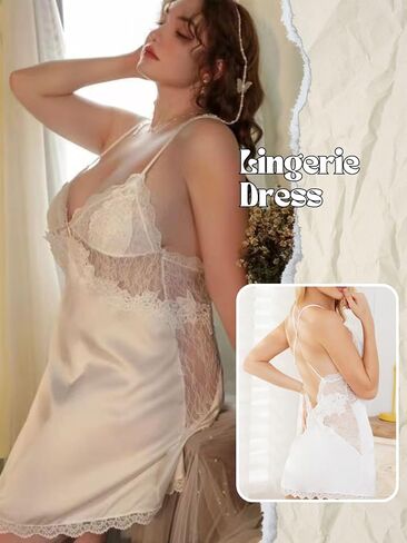 Lingerie Plus Size Sexy Dress Mini Satin Nightgown Lace Babydoll Nighties for Women in Saudi Arabia