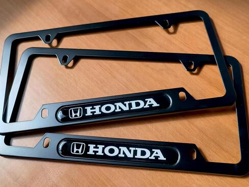 2PCS License Plate Frames for Honda,2 Holes License Plate Holder,Aluminum Alloy Weather Proof License Plate Covers with Screw Caps Cover Set Car Accessories (QDCPJ-029) in Saudi Arabia