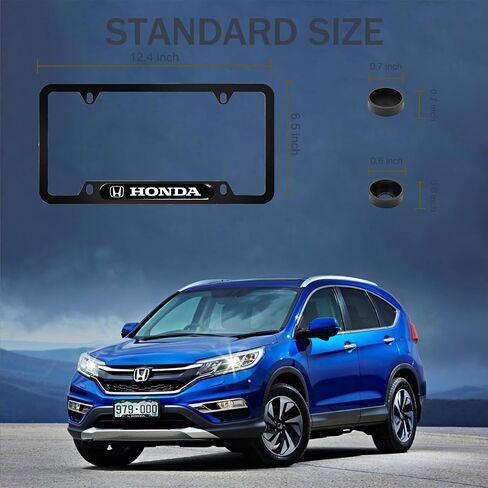 2PCS License Plate Frames for Honda,2 Holes License Plate Holder,Aluminum Alloy Weather Proof License Plate Covers with Screw Caps Cover Set Car Accessories (QDCPJ-029) in Saudi Arabia