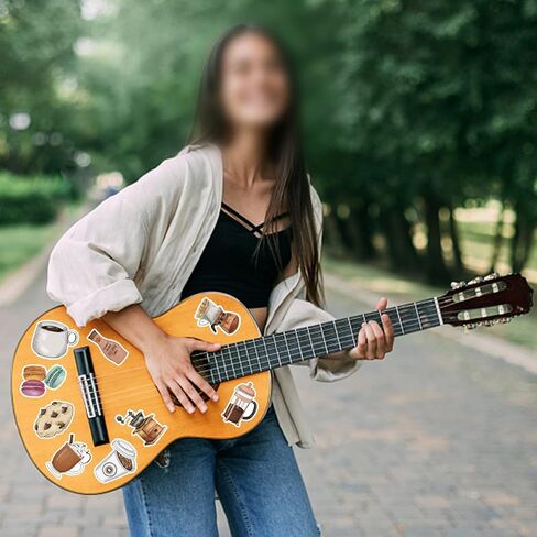 50 ورقة من ملصقات القهوة المقاومة للماء للكمبيوتر المحمول والثلاجة ولوح التزلج والجيتار والهاتف الخلوي وسجل القصاصات ملصقات الفينيل للأطفال والمراهقين والبالغين ملصقات جمالية لزجاجة المياه (القهوة) in Kuwait