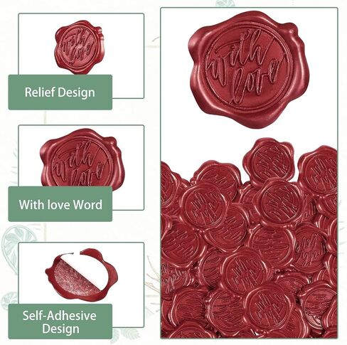 50 Pieces 3D Envelope Seal Stickers Self Adhesive Wedding Envelope Stickers Wax Seal Stickers for Wedding Invitation with Blessings for Birthday Party Presents Supplies, Invitations Greeting Cards in Saudi Arabia
