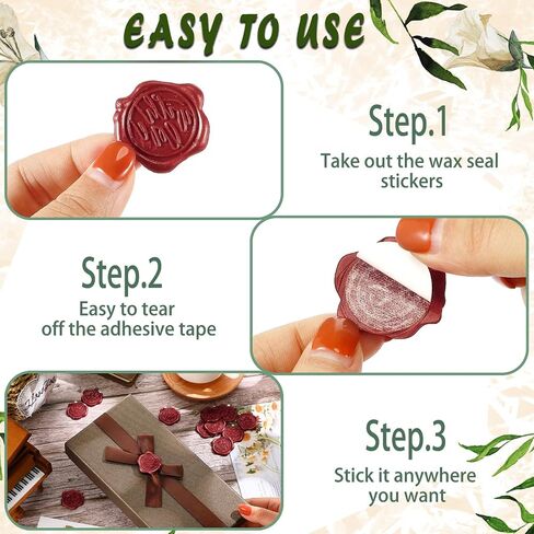 50 Pieces 3D Envelope Seal Stickers Self Adhesive Wedding Envelope Stickers Wax Seal Stickers for Wedding Invitation with Blessings for Birthday Party Presents Supplies, Invitations Greeting Cards in Saudi Arabia