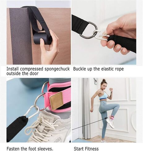 Ankle Straps with Door Anchor - Improve Ankle & Leg Strength, Home Fitness Equipment Ankle Resistance Bands, Door Flexibility Trainer, Adjustable Ankle Cuffs Exercise Bands for Women & Men in Saudi Arabia