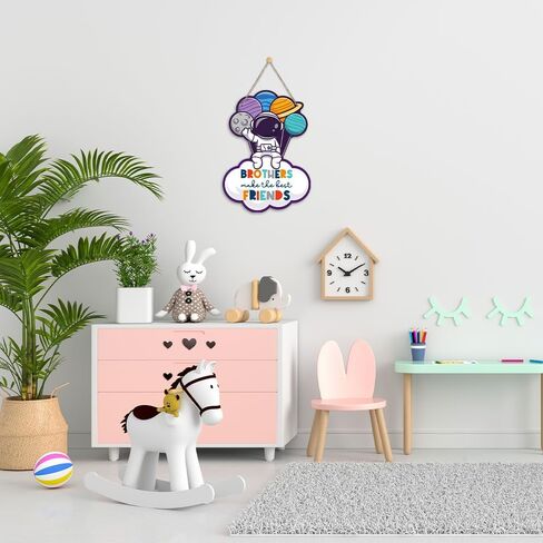 BSIKAIK Space Decor for Boys Room Space Themed Bedroom Decor Space Astronaut Door Sign Inspirational Quote Brothers Make the Best Friends Hanging Decor for Boys Room Nursery Playroom Wall Decor in Kuwait