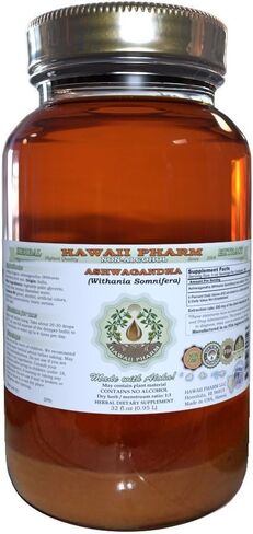 Ashwagandha Alcohol-Free Liquid Extract, Organic Ashwagandha (Withania Somnifera) Dried Root Glycerite Hawaii Pharm Natural Herbal Supplement 2 oz in Saudi Arabia