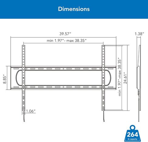 Mount-It! Heavy Duty XXL Fixed TV Mount for Extra Large TVs, Ultra Low Profile Curved TV Wall Mount, max VESA 900x600, Holds 264lb, Flush TV Mount for 60", 65", 70", 75", 80", 85", 90", 100",120" in Saudi Arabia