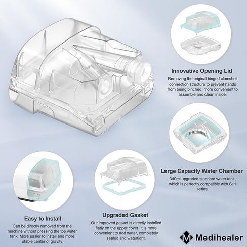 غرفة مياه محسنة لـ Air Sense 11، حوض ماء HumidAir لسلسلة S11، حاوية حوض مرطب قياسية مطورة سعة 380 مل، مستلزمات ذات قيمة رائعة من Medihealer. in Kuwait