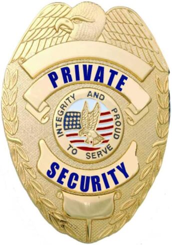 Ryno Gear's Private Security Officer Universal Oval Badge + Holder: Standard Leather Shield Case with, Hook Fastener, 2-5/8" x 3-5 (Oval Badge, Brass Badge) in Saudi Arabia