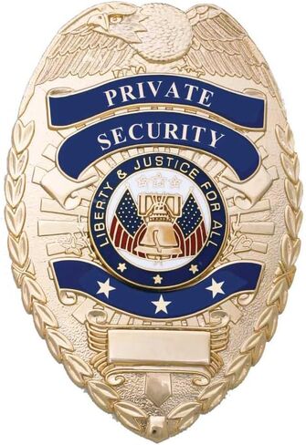 Ryno Gear's Private Security Officer Universal Oval Badge + Holder: Standard Leather Shield Case with, Hook Fastener, 2-5/8" x 3-5 (Oval Badge, Brass Badge) in Saudi Arabia