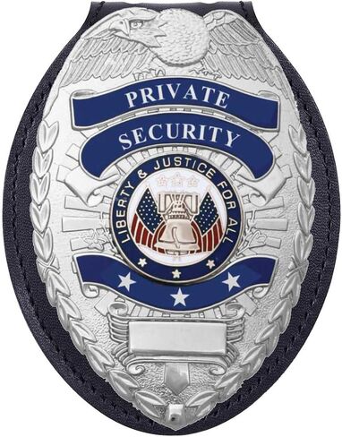 Ryno Gear's Private Security Officer Universal Oval Badge + Holder: Standard Leather Shield Case with, Hook Fastener, 2-5/8" x 3-5 (Oval Badge, Brass Badge) in Saudi Arabia