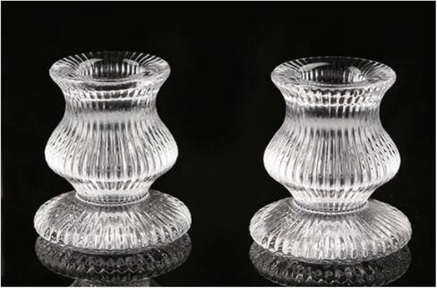 Clear Glass Candlestick Holders Taper Candle Holders Glass Taper Candle Holder for Table Centerpieces (2) in Saudi Arabia