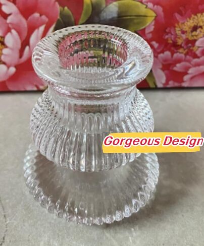 Clear Glass Candlestick Holders Taper Candle Holders Glass Taper Candle Holder for Table Centerpieces (2) in Saudi Arabia
