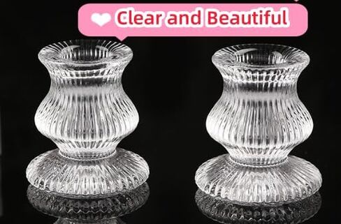 Clear Glass Candlestick Holders Taper Candle Holders Glass Taper Candle Holder for Table Centerpieces (2) in Saudi Arabia