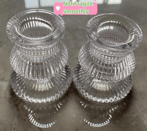 Clear Glass Candlestick Holders Taper Candle Holders Glass Taper Candle Holder for Table Centerpieces (2) in Saudi Arabia