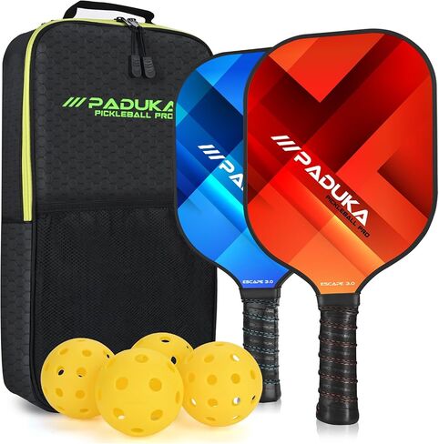 Pickleball Paddles Set of 2, USAPA Approved Graphite Carbon Fiber Pickleball Paddles, Polypropylene Honeycomb Core, 2 Indoor/2 Outdoor Pickleball Balls,1 Pickleball Bag in Saudi Arabia