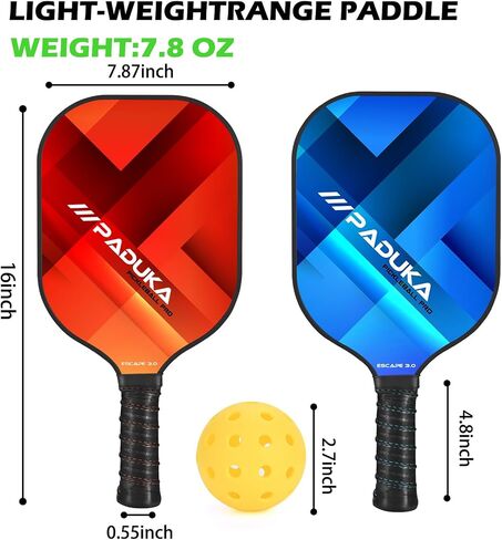 Pickleball Paddles Set of 2, USAPA Approved Graphite Carbon Fiber Pickleball Paddles, Polypropylene Honeycomb Core, 2 Indoor/2 Outdoor Pickleball Balls,1 Pickleball Bag in Saudi Arabia