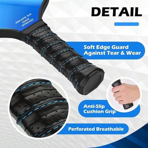 Pickleball Paddles Set of 2, USAPA Approved Graphite Carbon Fiber Pickleball Paddles, Polypropylene Honeycomb Core, 2 Indoor/2 Outdoor Pickleball Balls,1 Pickleball Bag in Saudi Arabia