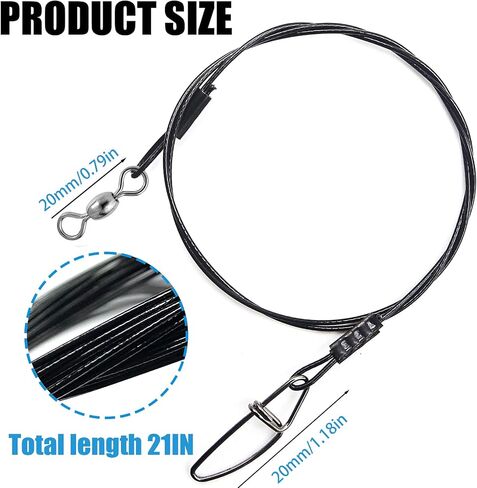 YOTO Steel Fishing Leaders Wire丨125LB Heavy Duty Saltwater Fish Leader丨High Strength Leader with Swivel and Snap in Saudi Arabia