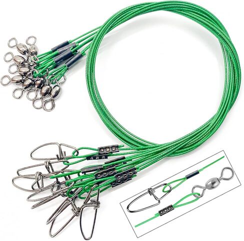 YOTO Steel Fishing Leaders Wire丨125LB Heavy Duty Saltwater Fish Leader丨High Strength Leader with Swivel and Snap in Saudi Arabia