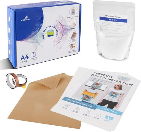 DTF Transfer Film Powder Kit, All-in-One DTF Sublimation for Starter- 30 Sheets Direct to Film Transfer Paper & 8.8oz White Digital Hot Melt Adhesive DTF Powder for All Color Fabrics in Saudi Arabia