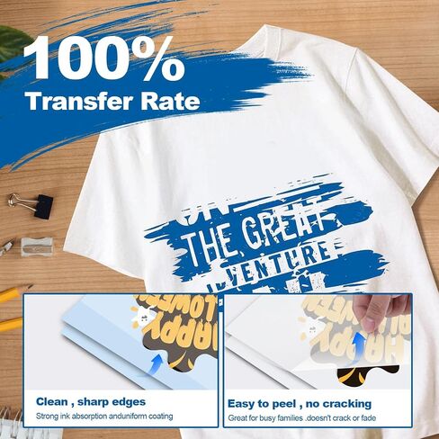 DTF Transfer Film Powder Kit, All-in-One DTF Sublimation for Starter- 30 Sheets Direct to Film Transfer Paper & 8.8oz White Digital Hot Melt Adhesive DTF Powder for All Color Fabrics in Saudi Arabia