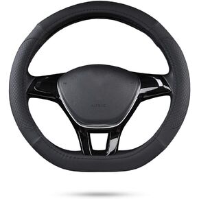 Ergocar Sport D-Shape Car Steering Wheel Cover Non-Slip Car Steering Wheel Protector Microfiber PU Leather Universal for Diameter 38cm(15")