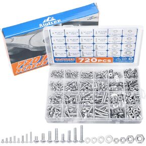 مجموعة متنوعة من الصواميل والمسامير 720 قطعة، 4-40/#6-32/#8-32/#10-24 مجموعة صواميل ومسامير رأس مقلاة فيليبس، مجموعة متنوعة من براغي الآلة صواميل ومسامير من الفولاذ المقاوم للصدأ غسالات مسطحة مع حقيبة in Kuwait