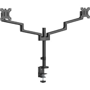 MSI PRO MT81D - Premium Aluminum Dual Monitor Stand Arms, Supports 17-32" & 17.6 lbs per Screen, VESA Compatible, Adjustable Desk Mount, Clamp & Grommet Base, Quick Release Plate - Black