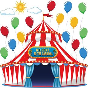 gisgfim Circus Decorations Carnival Party Bulletin Board Cutouts for Classroom Large Carnival Tent Bulletin Board Cut Outs Circus Theme Party Decoration Classroom Bulletin Board Carnival Party Decor