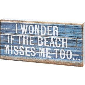 لافتة ديكور المنزل Primitives من Kathy Wonder if The Beach Misses Me Too، متعددة الألوان