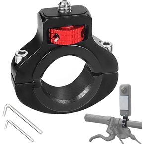 Aluminum Bike/Motorcycle Handlebar Mount for GoPro, Insta360, DJI Osmo and Fill Light, 360 Degrees Rotary Motorcycle Camera Mount Side Reinforcement Anti-Reverse