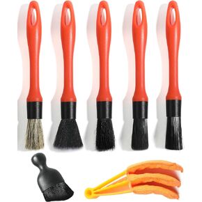 طقم 7 قطع ناعمة لتفصيل السيارة، 5 فرشاة لتفصيل شعر الخنزير، 1 فرشاة تنظيف داخلية للسيارة بتصميم قوس، 1 فرشاة تنفيس الهواء، مجموعة فرش تفصيل السيارة لوازم تنظيف لتنظيف السيارة من الداخل in Kuwait