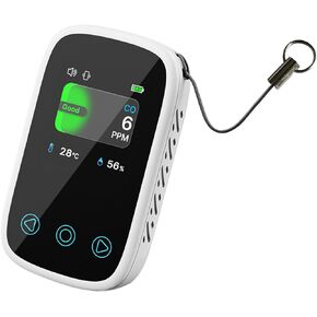 Portable Carbon Monoxide Detectors Mini Air Quality Monitor 3-in-1 with CO Detector, Humidity, Temperature for RVs, Cars, Travel, Camping, Home Use (Orange)