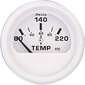Faria 13113 Dress Head Cylinder Head Temperature Gauge with Sender - White, 2"