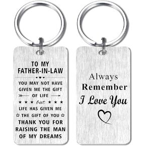 Father In Law Gifts Keychain, Father-in-Law Wedding Gifts from Bride, Thank You Father-in-Law Birthday Gifts Father's Day Key Chain, I Love Father In Law