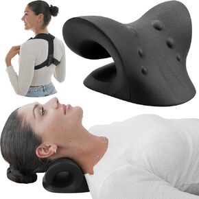 ONERVA™ Neck Stretcher & Posture Corrector: Complete Neck & Shoulder Relaxation System - Pain Relief, Spine Support - Includes Traction, Lumbar Pillow, Brace - One Size, Breathable Design