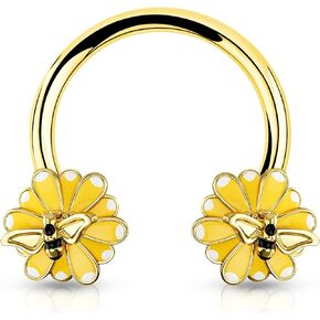 Jewseen Flower Septum Rings 16g Septum Jewelry Floral Cartilage Earring Gold Helix Piercing Jewelry Daith Conch Piercing jewelry Hoop Earring for Women Men