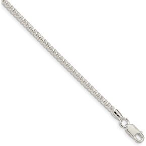 Solid 925 Sterling Silver 3.4mm Diamond-Cut Square Franco Necklace Chain - with Secure Lobster Lock Clasp