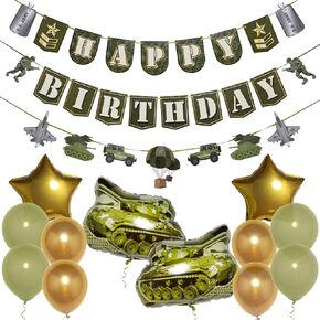 Army Happy Birthday Banner, Army Party Decorations for Boys, Camo Birthday Party Decorations | Camo Party Supplies | Army Decorations | Military Birthday Party Decorations | US Navy Party Kit