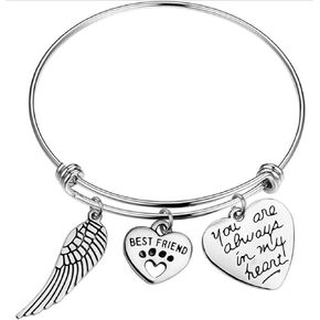 سوار تذكاري للحيوانات الأليفة، هدايا تذكارية للحيوانات الأليفة، هدية تذكارية للكلب، هدية تذكارية للقطط، ذكرى الحيوانات الأليفة، فقدان مخالب الحيوانات الأليفة، مجوهرات مطبوعة لفقدان كلب، قطة، سوار قابل للتوسيع، أنت دائمًا في قلبي in Kuwait