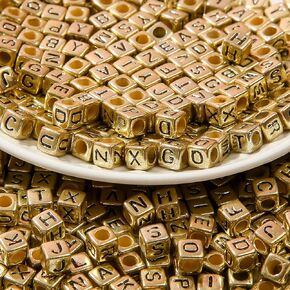 CYEENUT 1000pcs Cube Letter Beads Black Letter Beads 6x6mm Acrylic Alphabet Beads for Bracelets Making Keychain Jewelry DIY (Black&White)