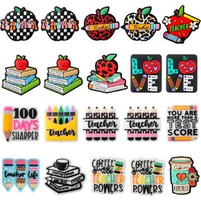 20PCS Teacher Silicone Focal Beads Bulk, Pattern Silicone Beads for Keychain Making Silicone Focal Beads for Pens Character Silicone Beads for Crafts Decoration(Teacher Theme Mixed)