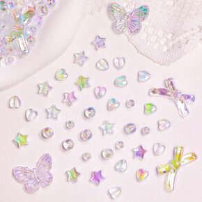 Juexica 500 Pcs ABS Imitation Pearl Beads Star Heart Bowknot Circle Flower Beads White Aesthetic Beads for Jewelry Making Bracelets Necklaces Earrings Key Chains Accessories DIY Crafts (Bright Style)